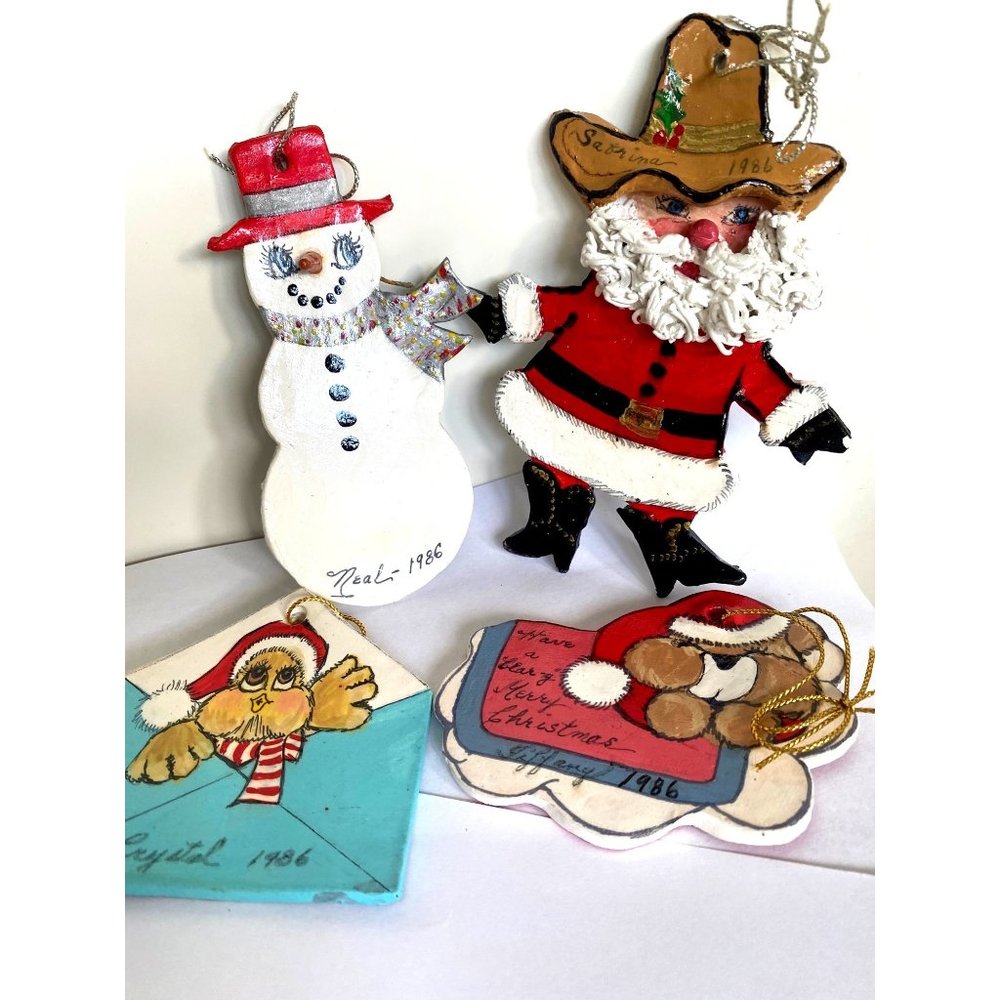 Handmade Vintage Santa Snowman Christmas decoration